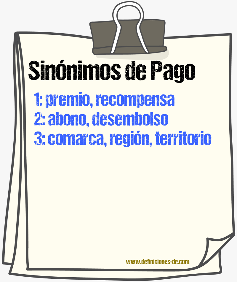 Sinnimos de pago