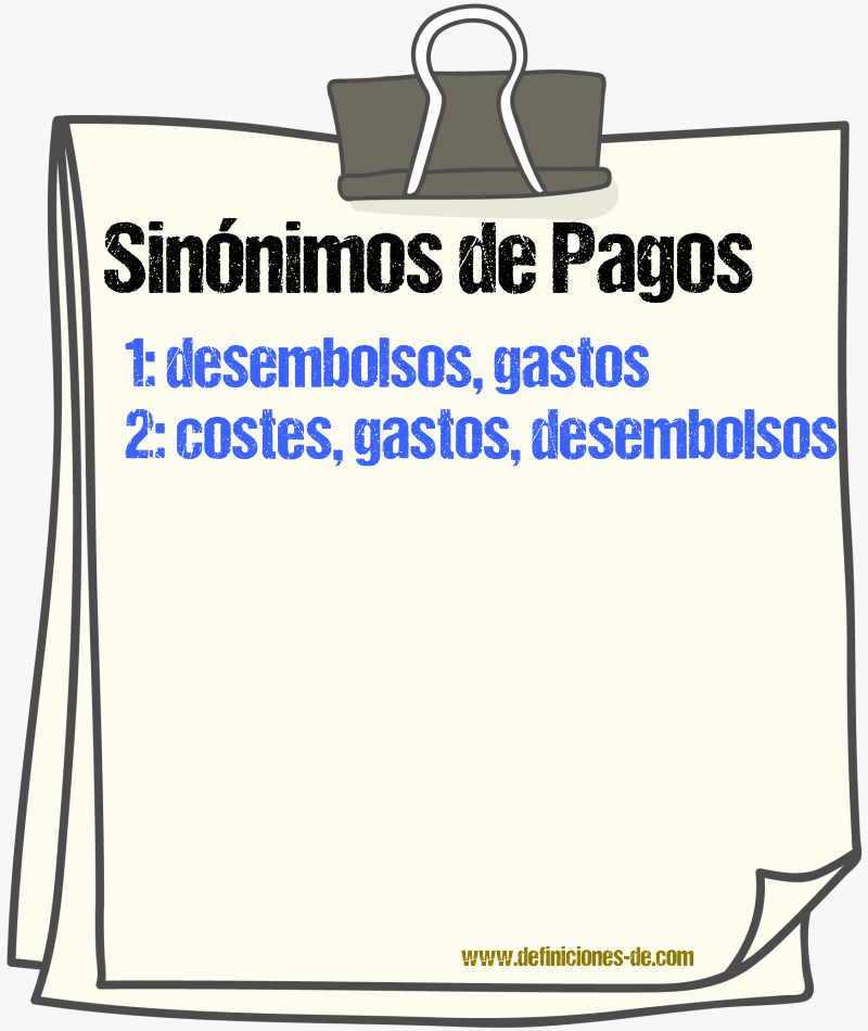 Sinónimos de pagos