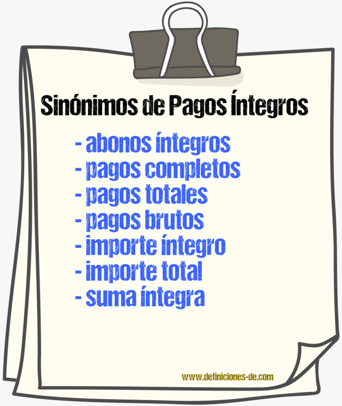 Sinónimos de pagos íntegros