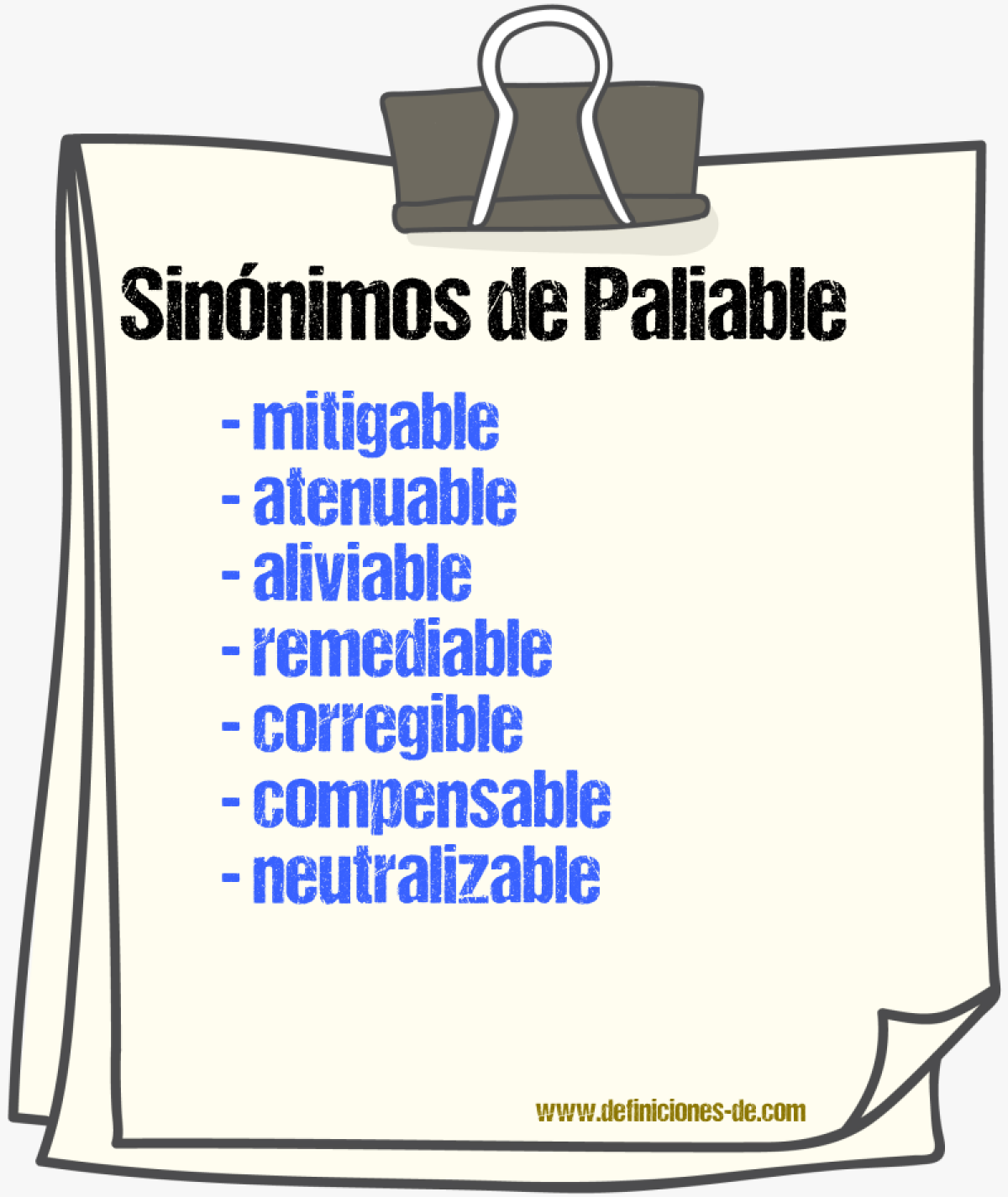 Sinónimos de paliable