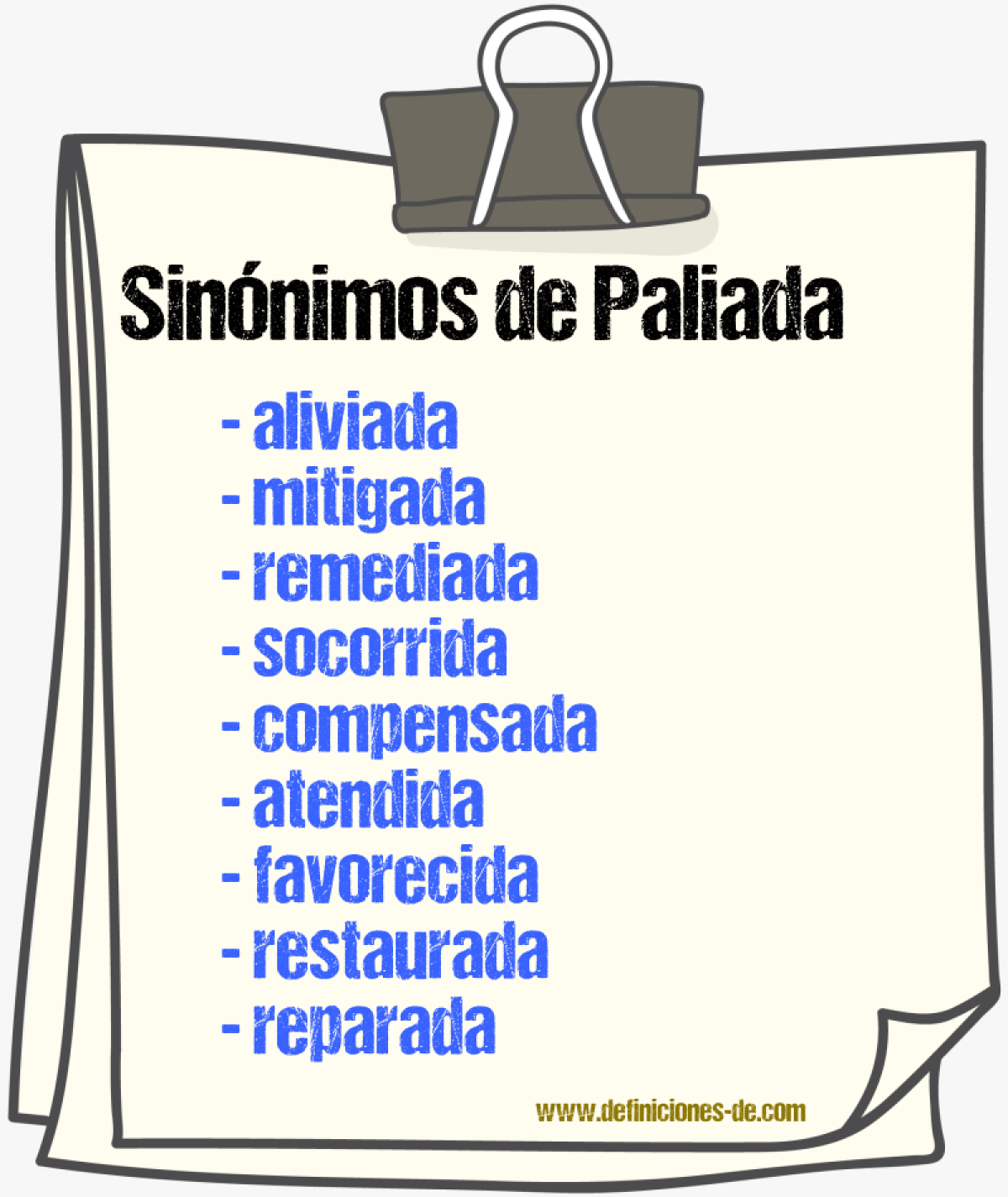 Sinónimos de paliada