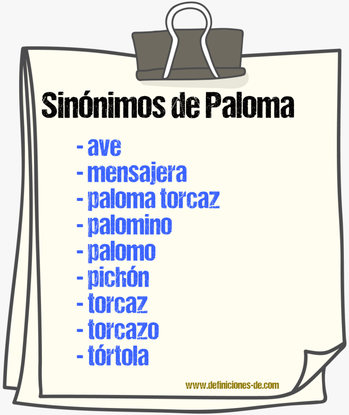 Sinnimos de paloma