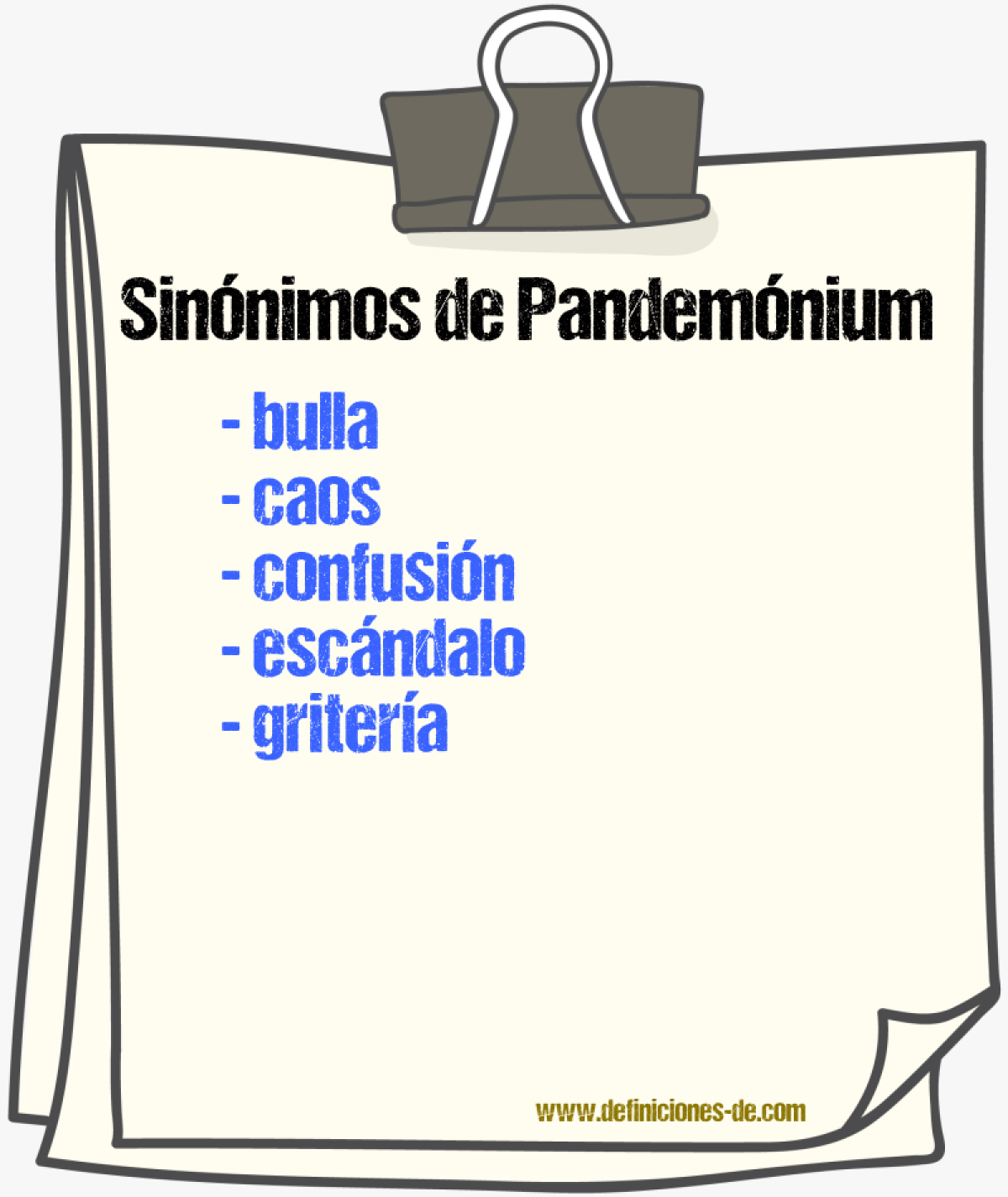 Sinnimos de pandemnium