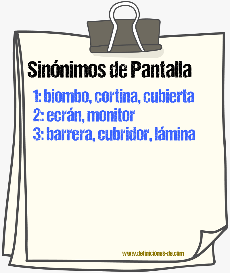 Sinnimos de pantalla