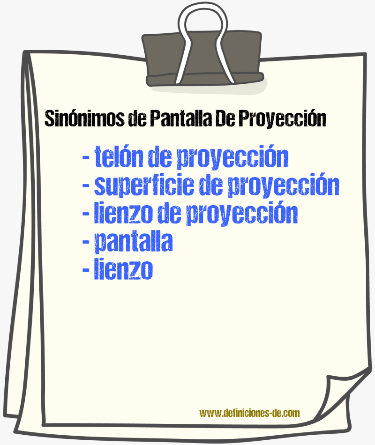 Sinónimos de pantalla de proyección