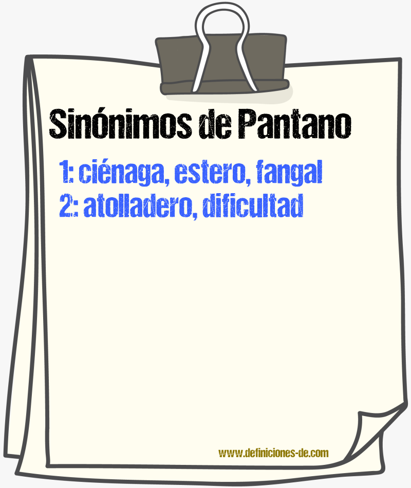 Sinnimos de pantano