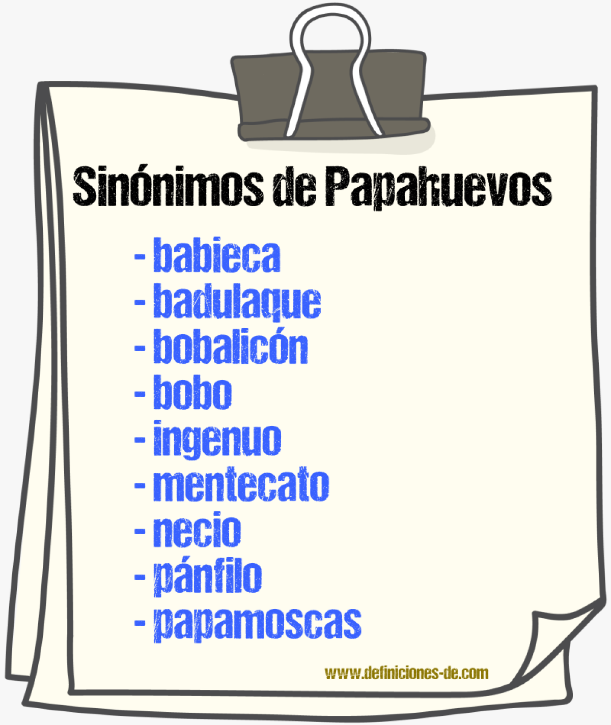 Sinnimos de papahuevos