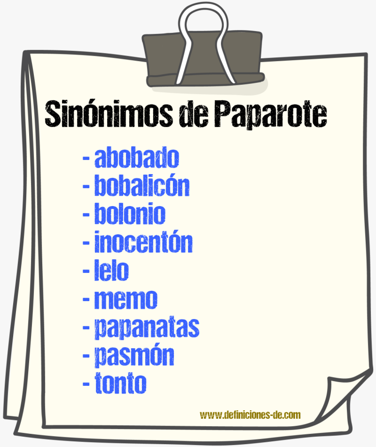 Sinnimos de paparote