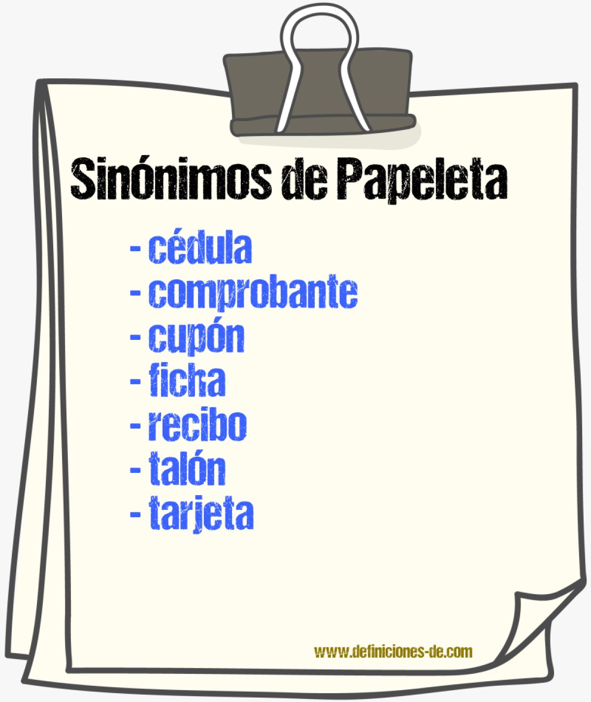 Sinnimos de papeleta