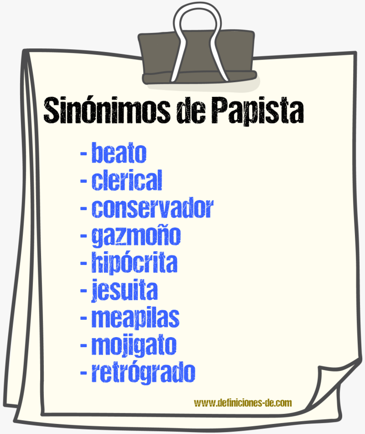 Sinnimos de papista