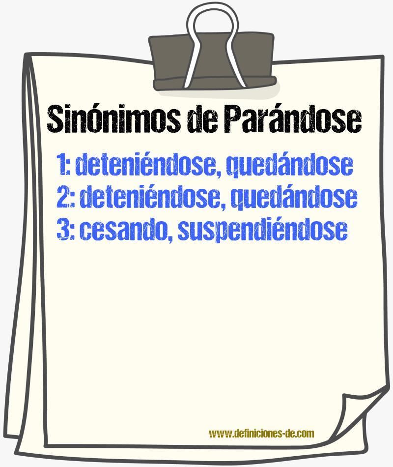 Sinónimos de parándose