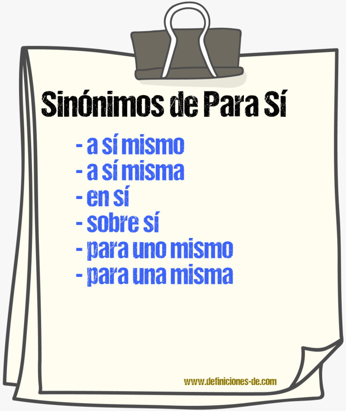 Sinónimos de para sí