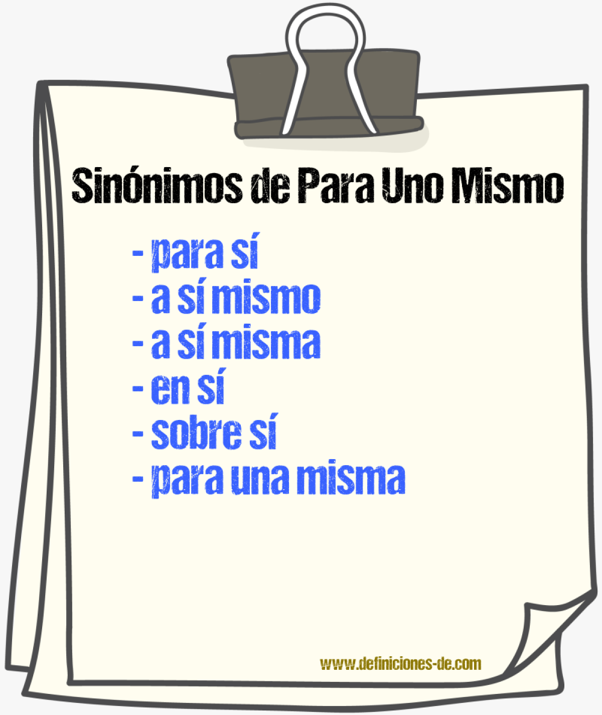 Sinónimos de para uno mismo
