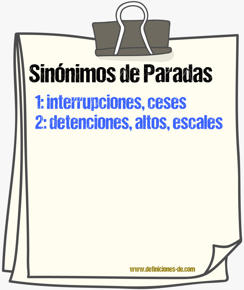 Sinónimos de paradas