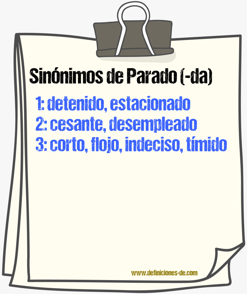 Sinnimos de parado