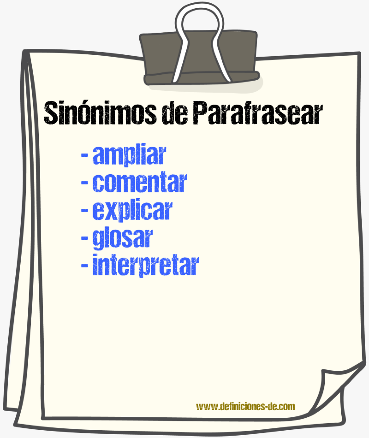 Sinnimos de parafrasear