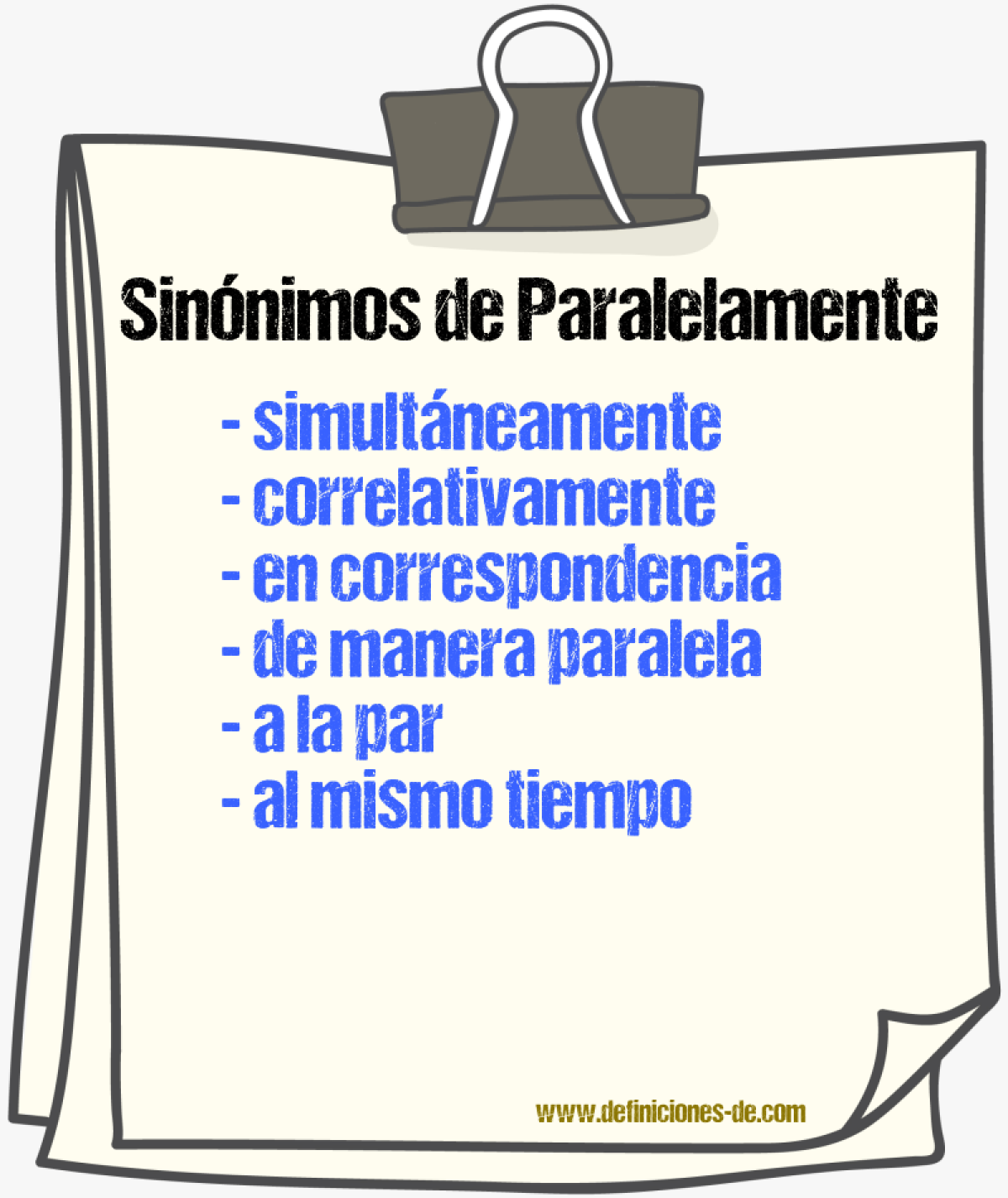 Sinónimos de paralelamente