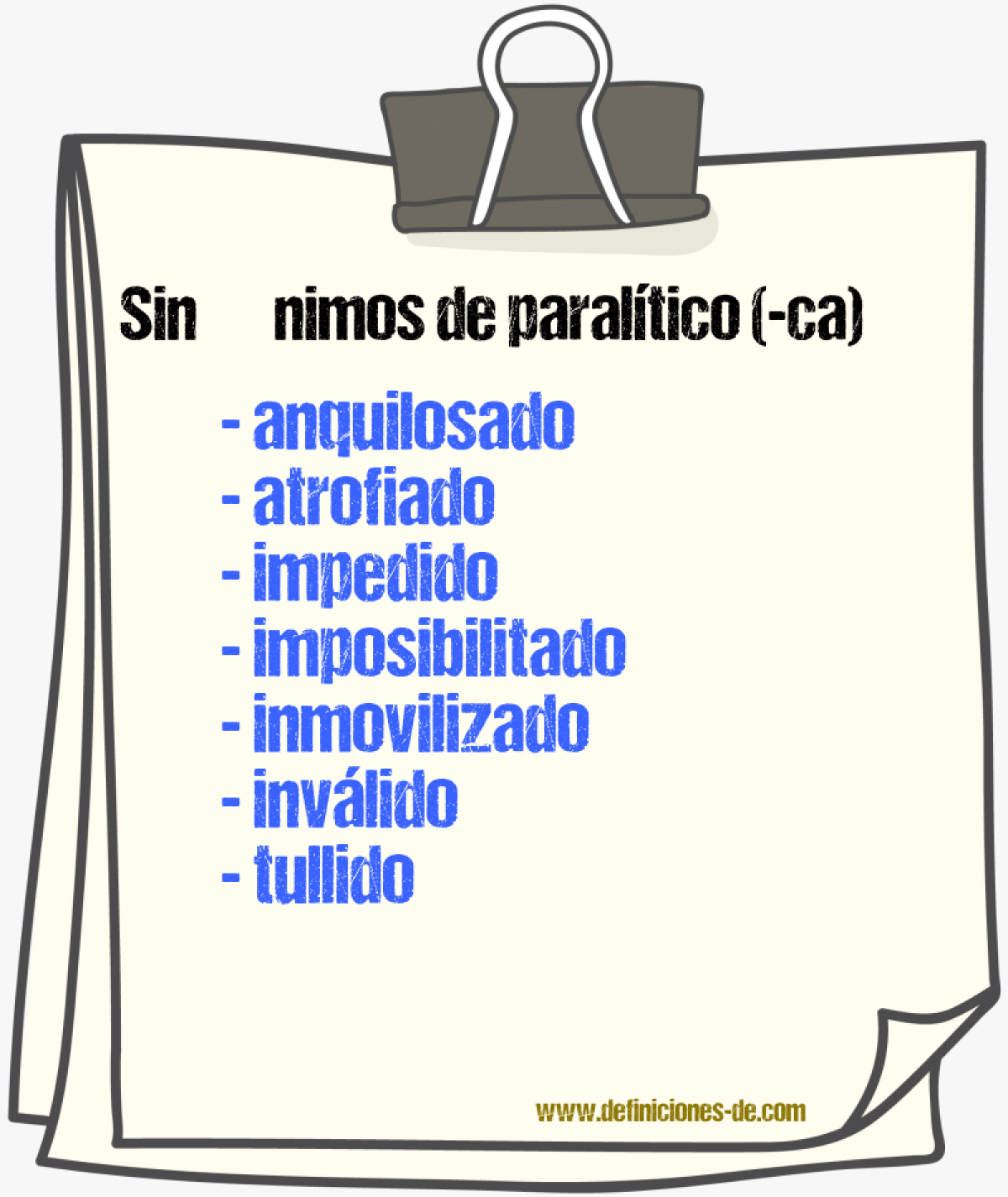 Sinnimos de paraltico