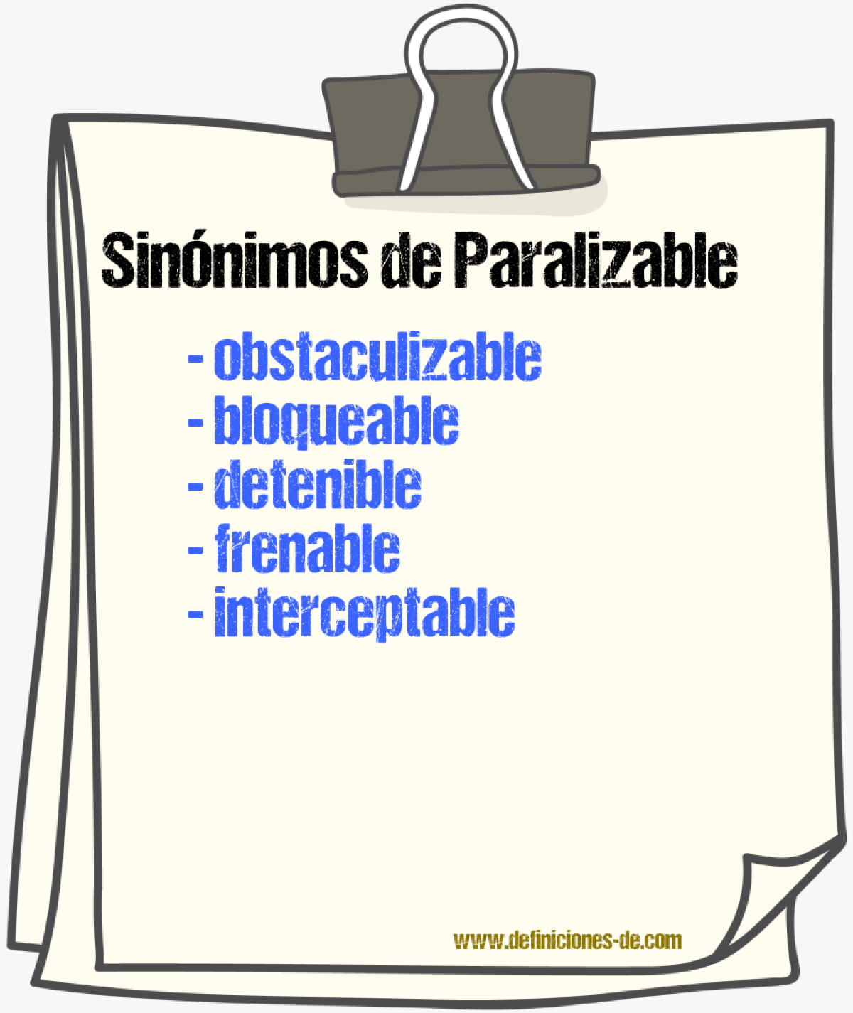 Sinónimos de paralizable