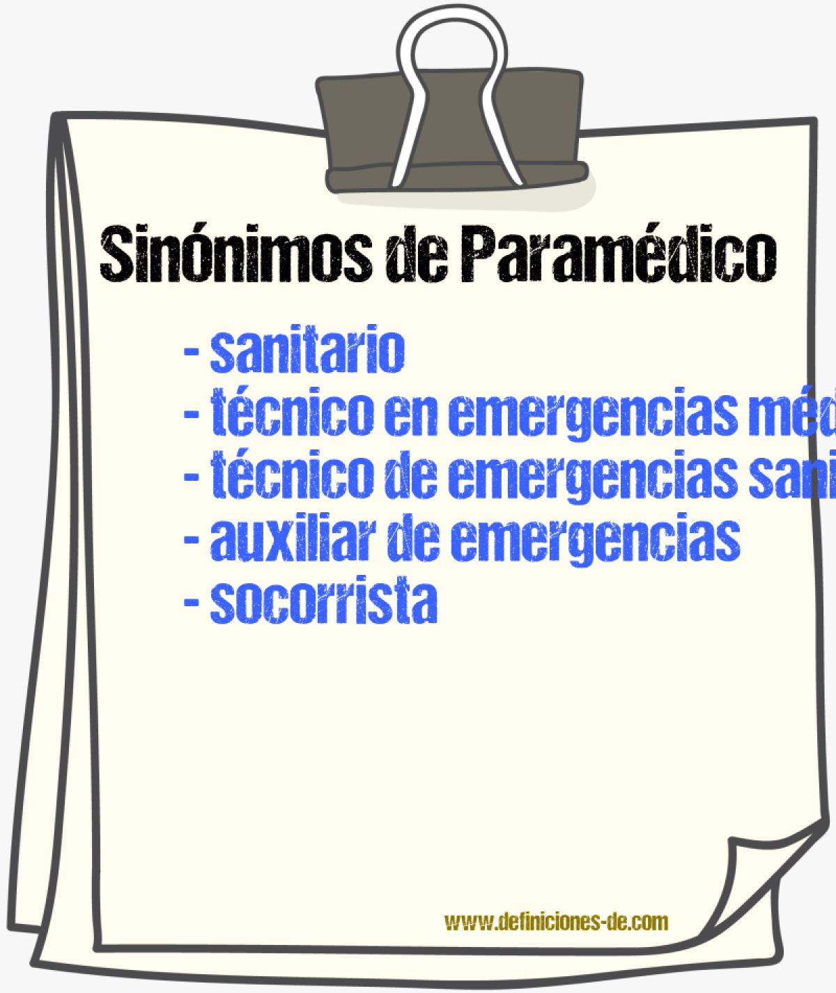 Sinónimos de paramédico