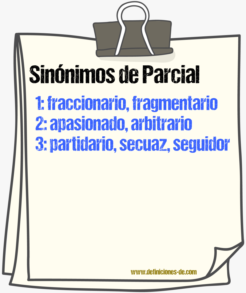 Sinnimos de parcial