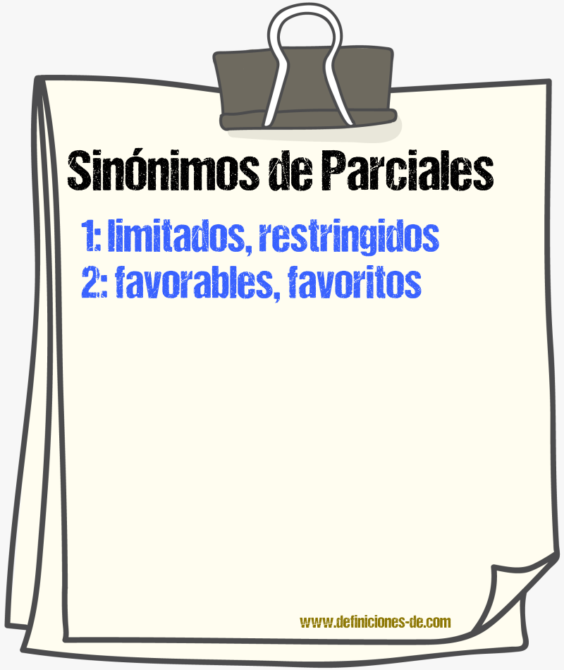 Sinónimos de parciales