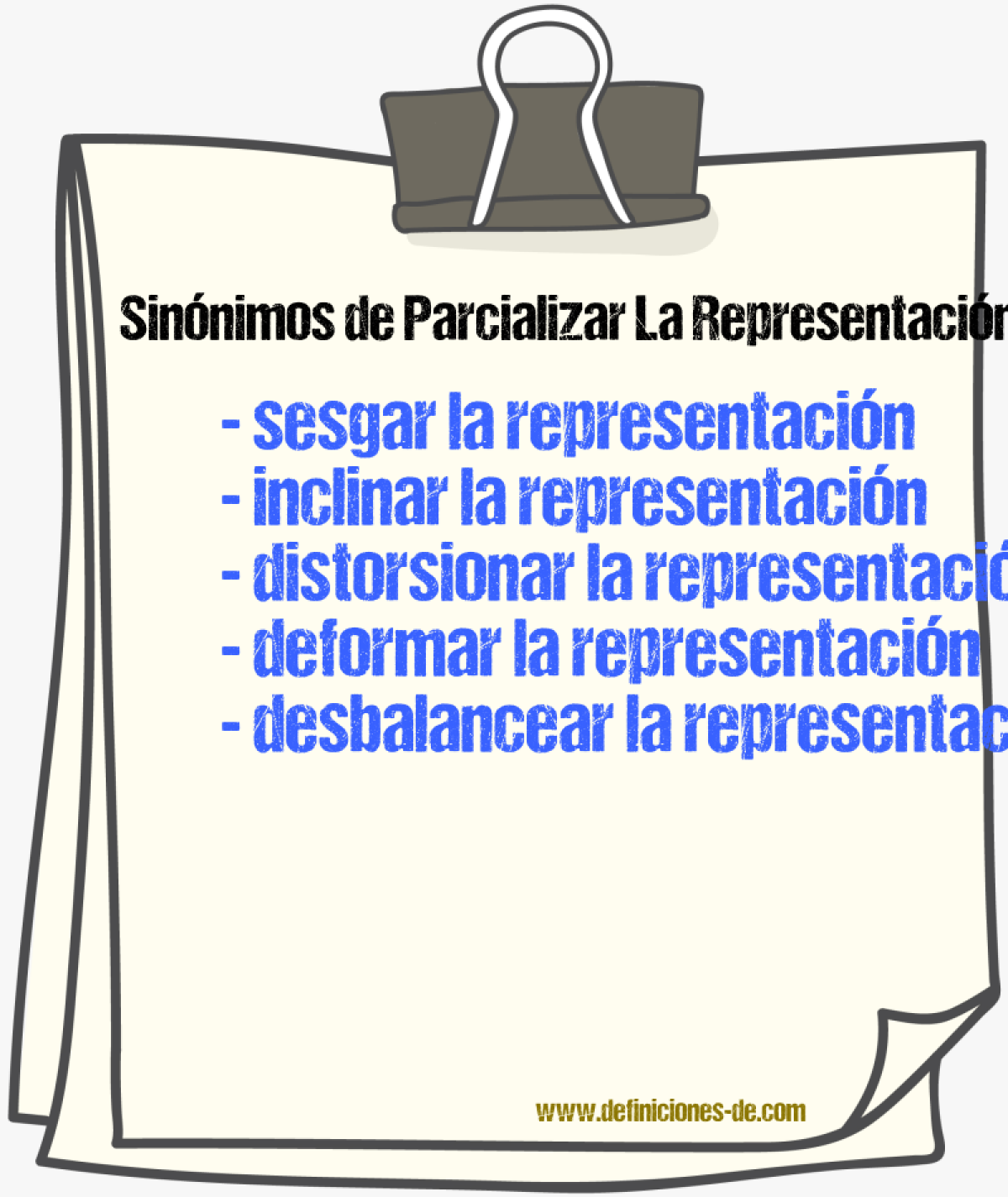 Sinónimos de parcializar la representación