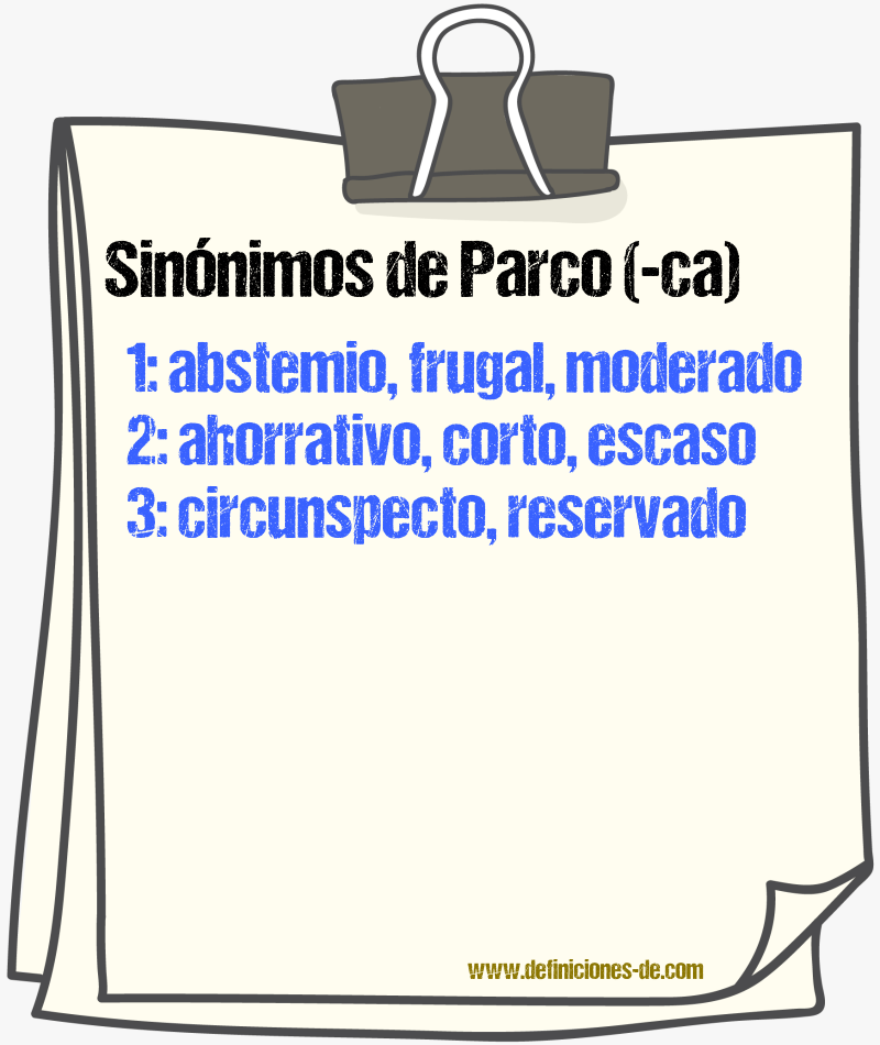 Sinnimos de parco