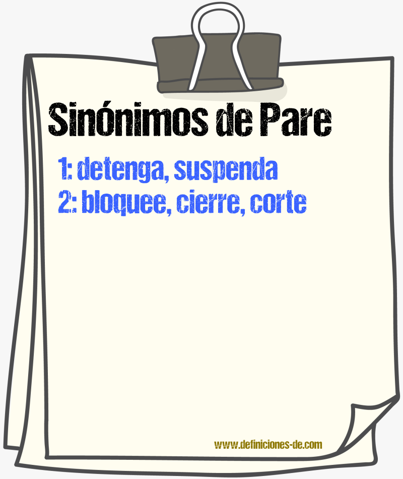Sinónimos de pare