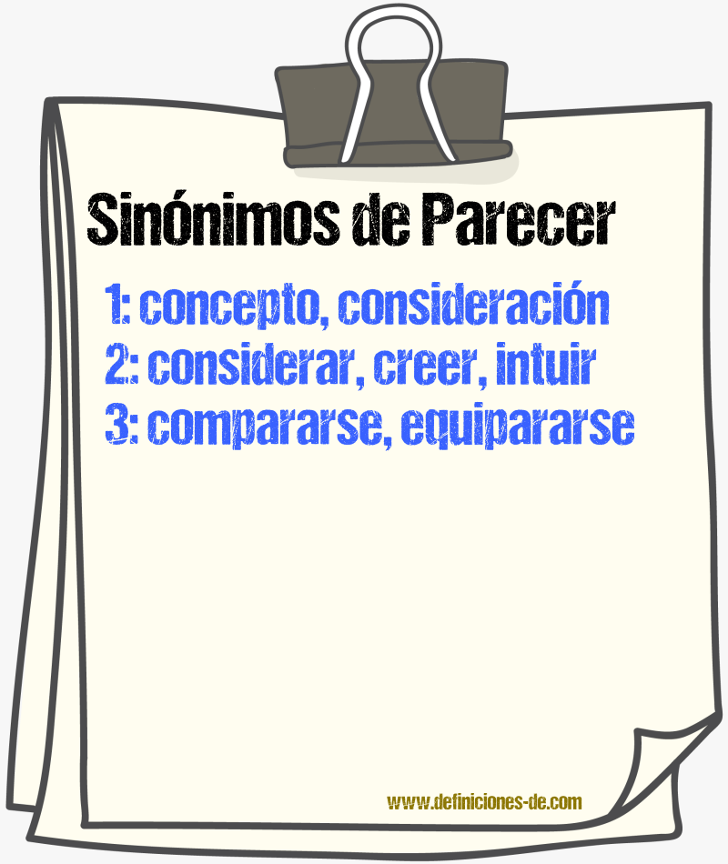 Sinnimos de parecer