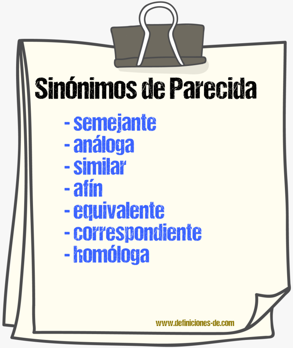 Sinónimos de parecida