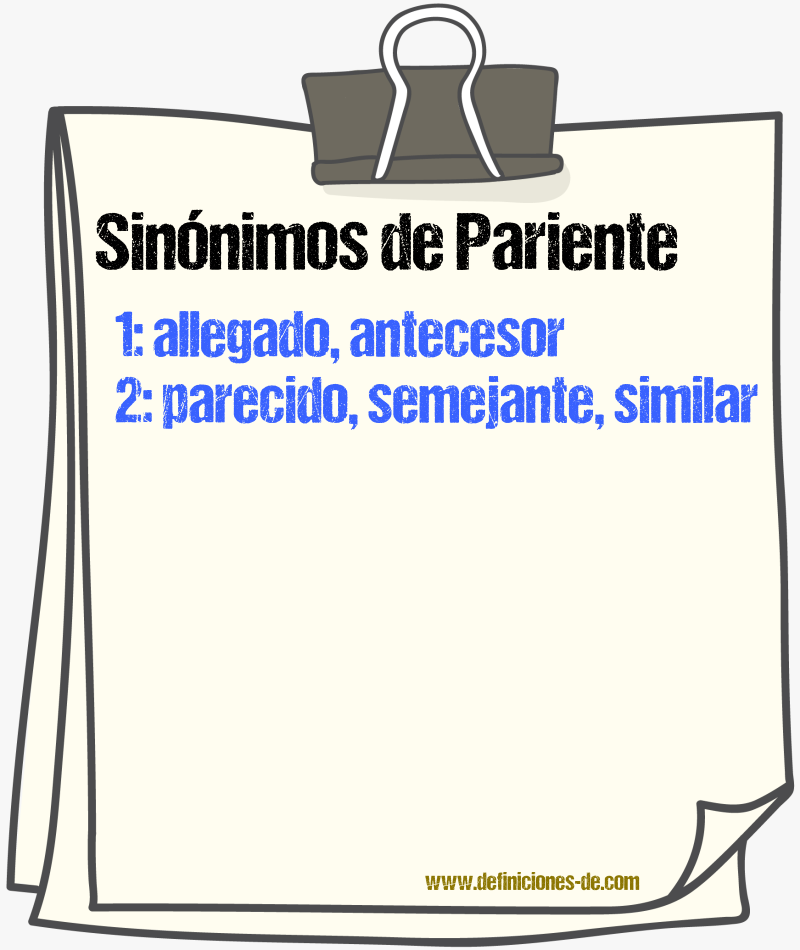 Sinnimos de pariente