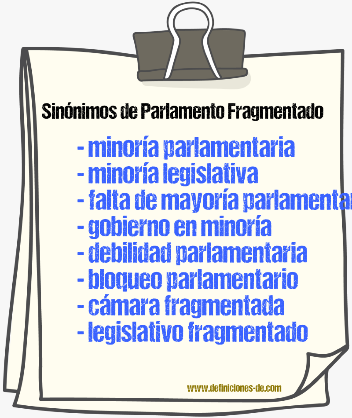Sinónimos de parlamento fragmentado