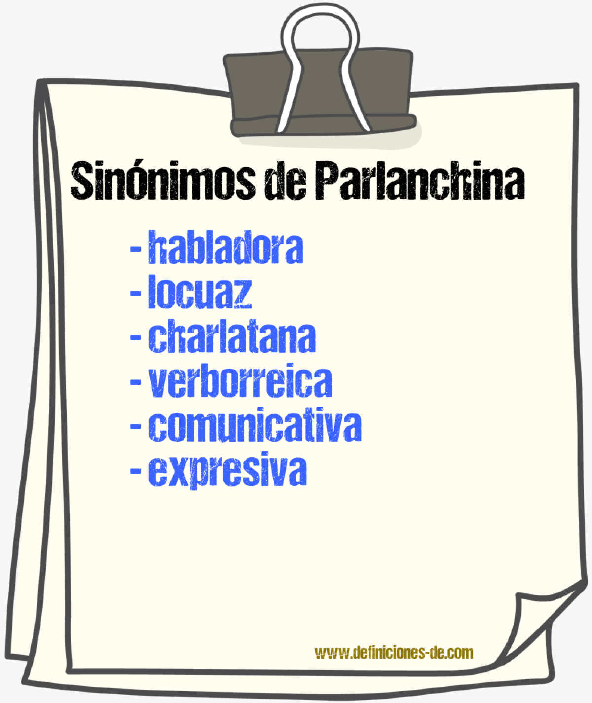 Sinónimos de parlanchina