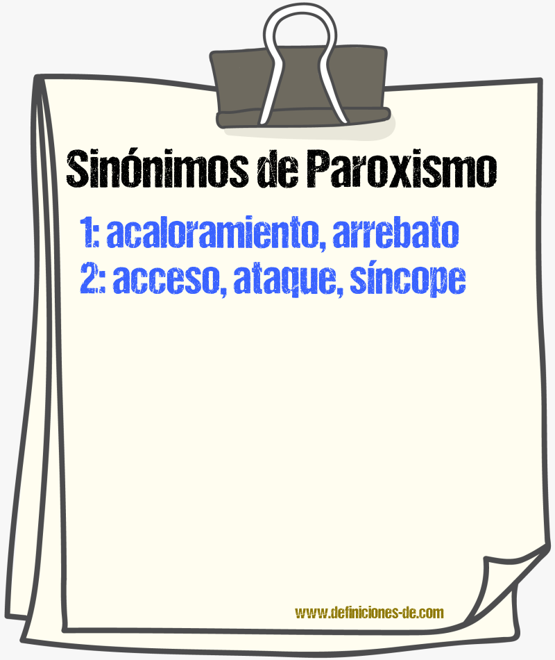 Sinónimos de paroxismo