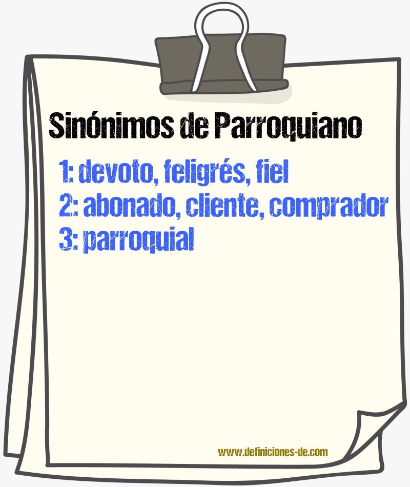 Sinnimos de parroquiano