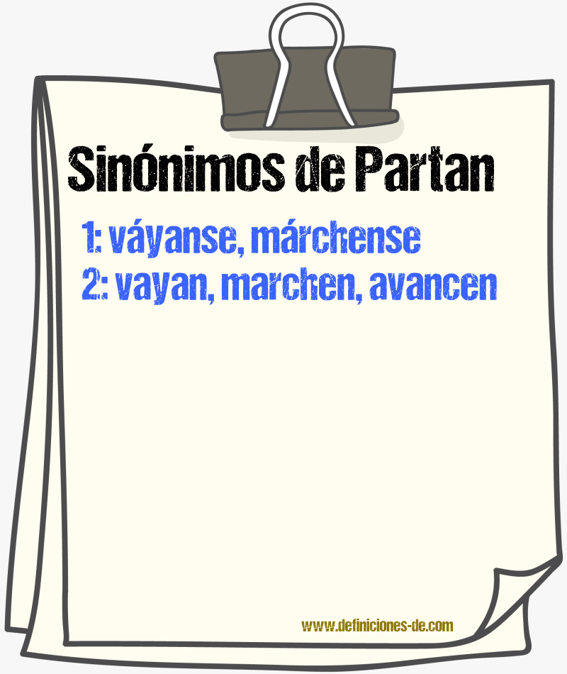 Sinónimos de partan