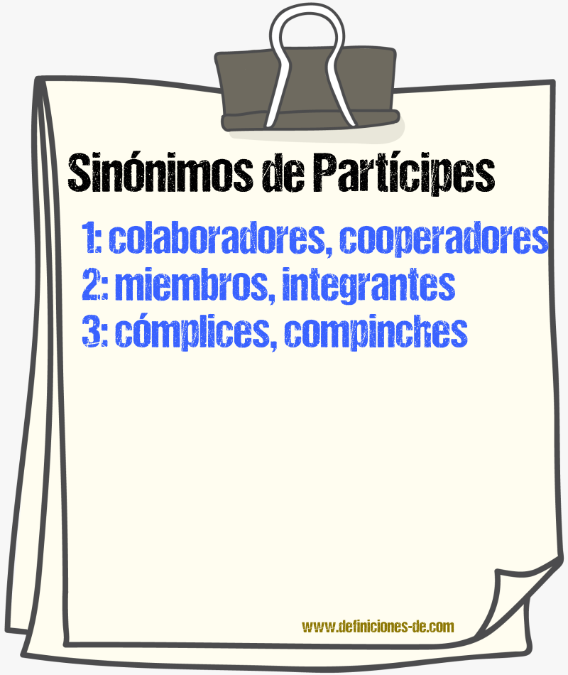 Sinónimos de partícipes