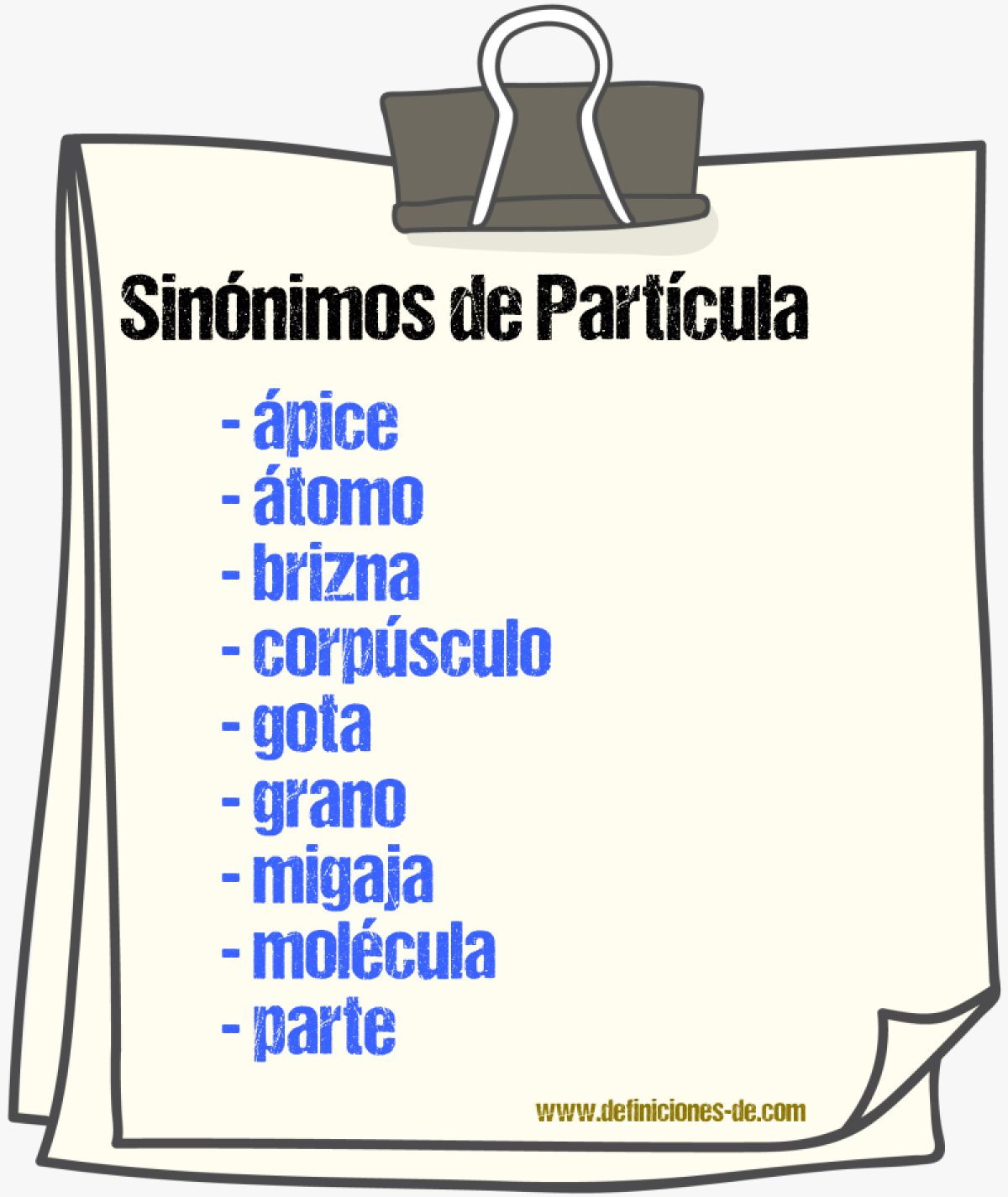 Sinnimos de partcula