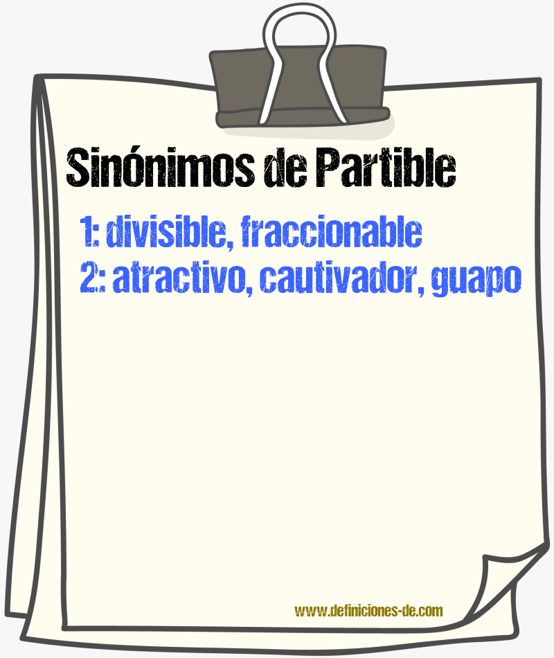 Sinnimos de partible