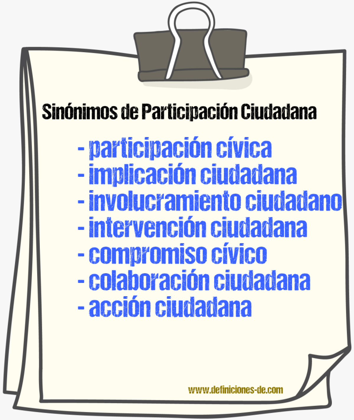 Sinónimos de participación ciudadana