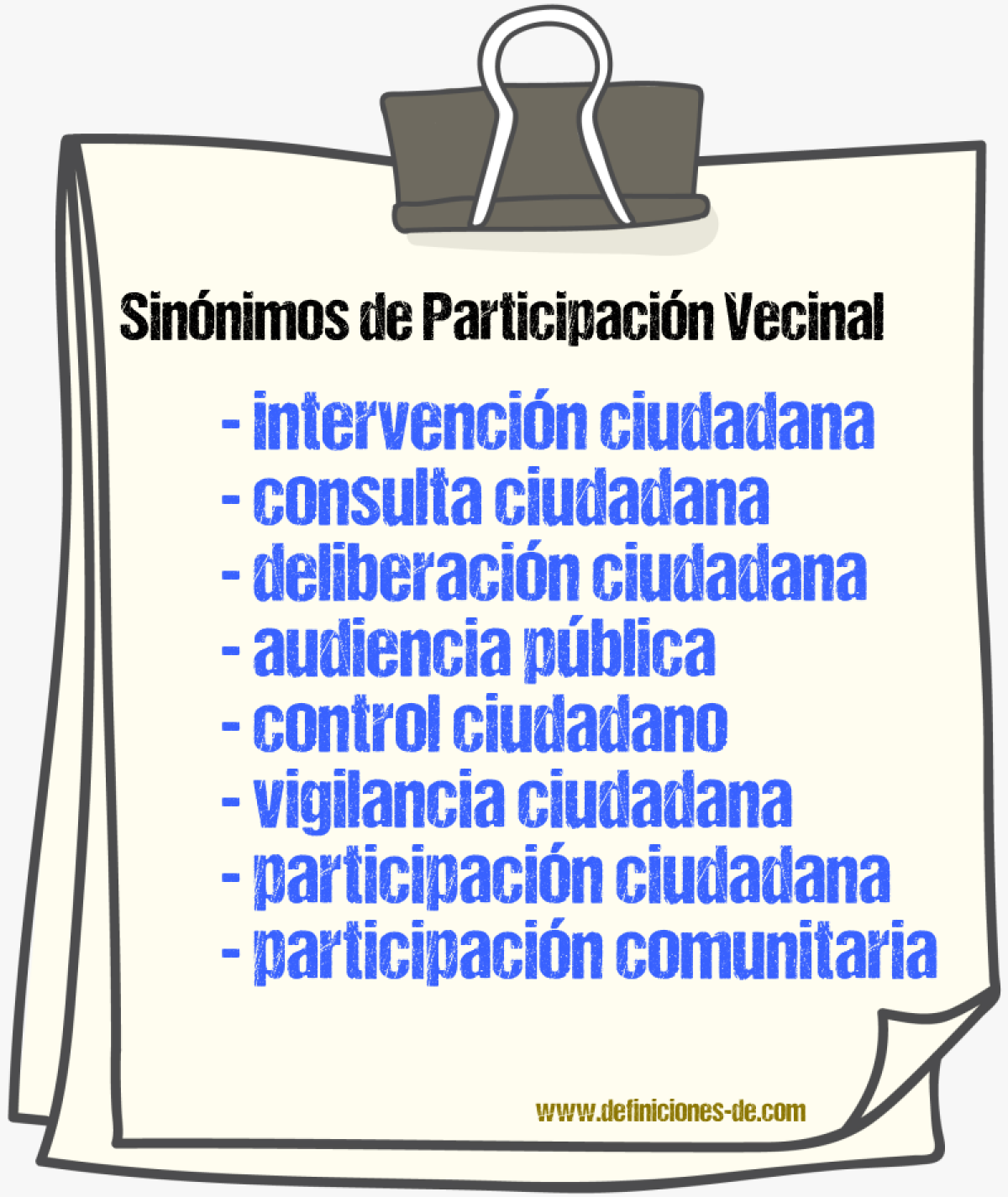 Sinónimos de participación vecinal