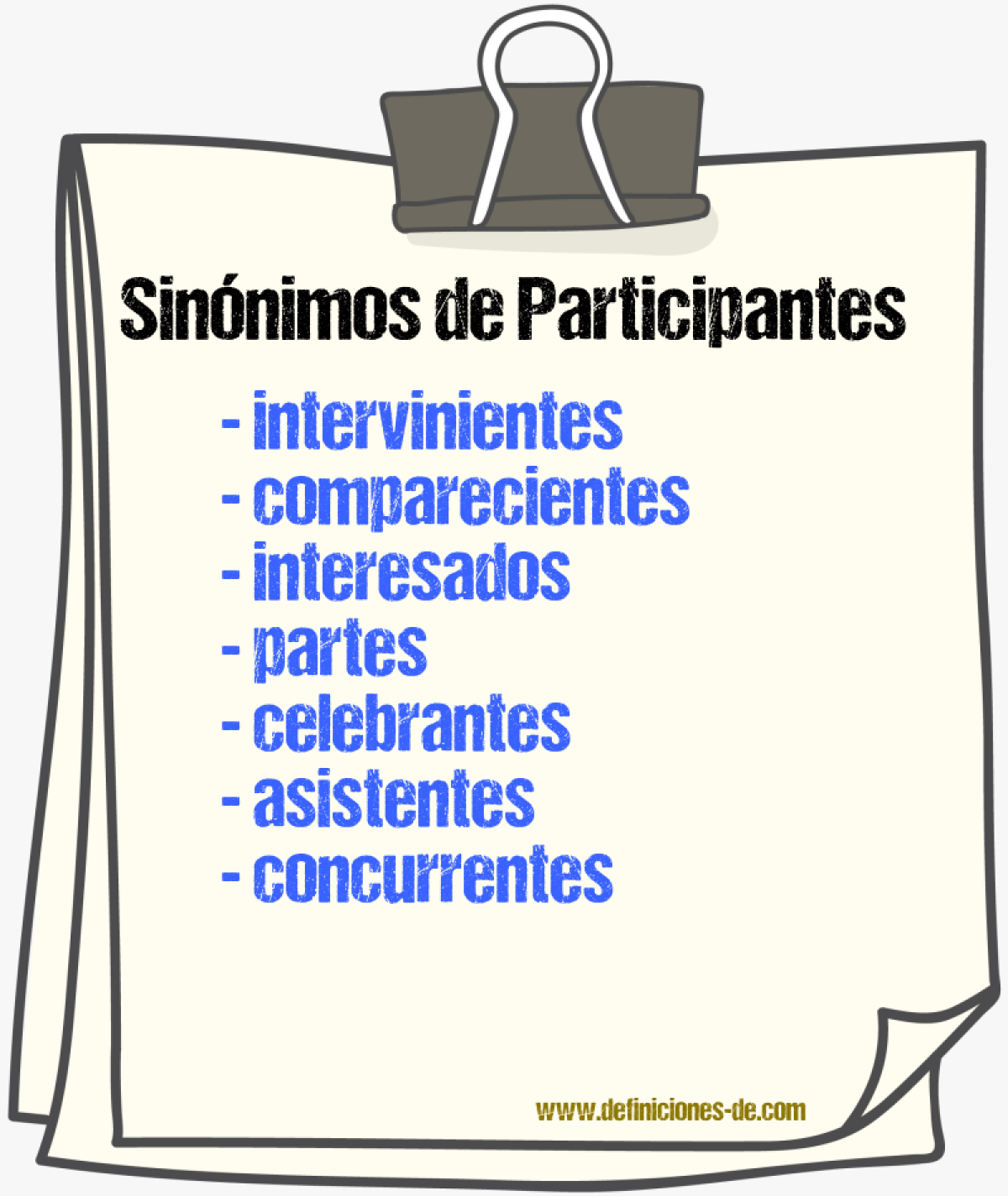 Sinónimos de participantes
