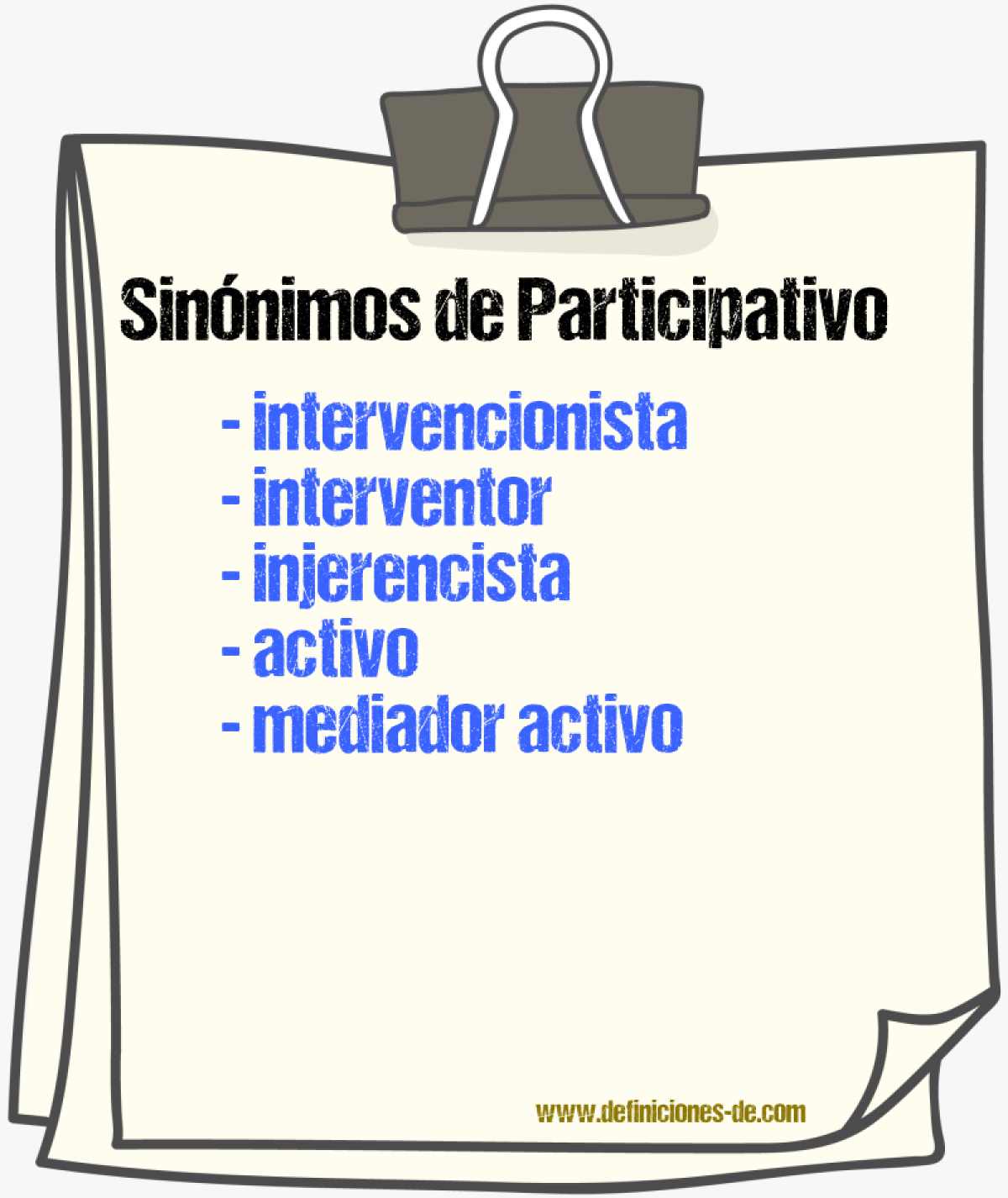 Sinónimos de participativo