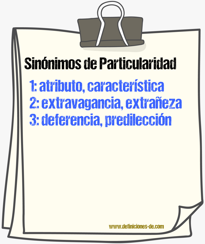 Sinnimos de particularidad