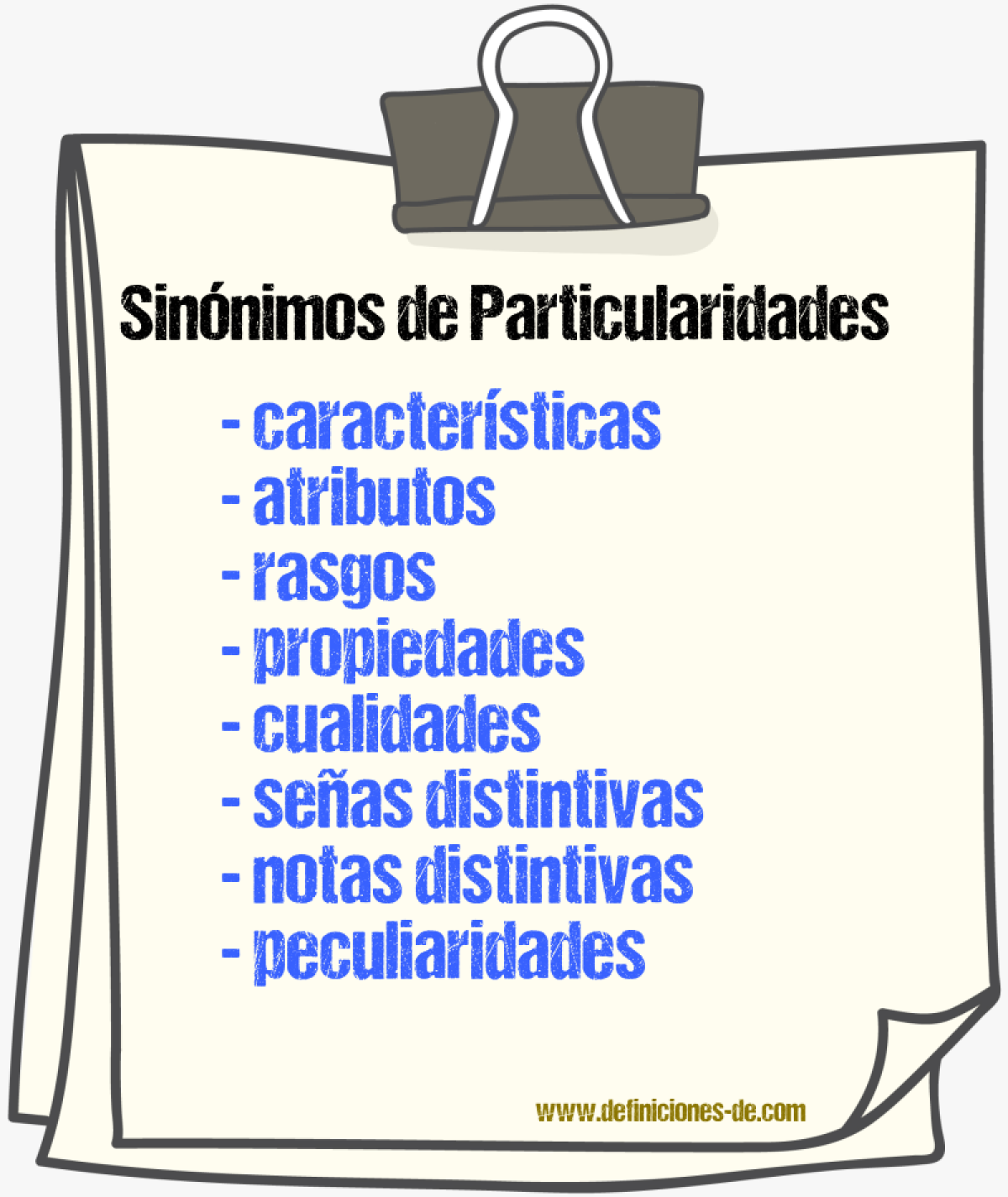 Sinónimos de particularidades
