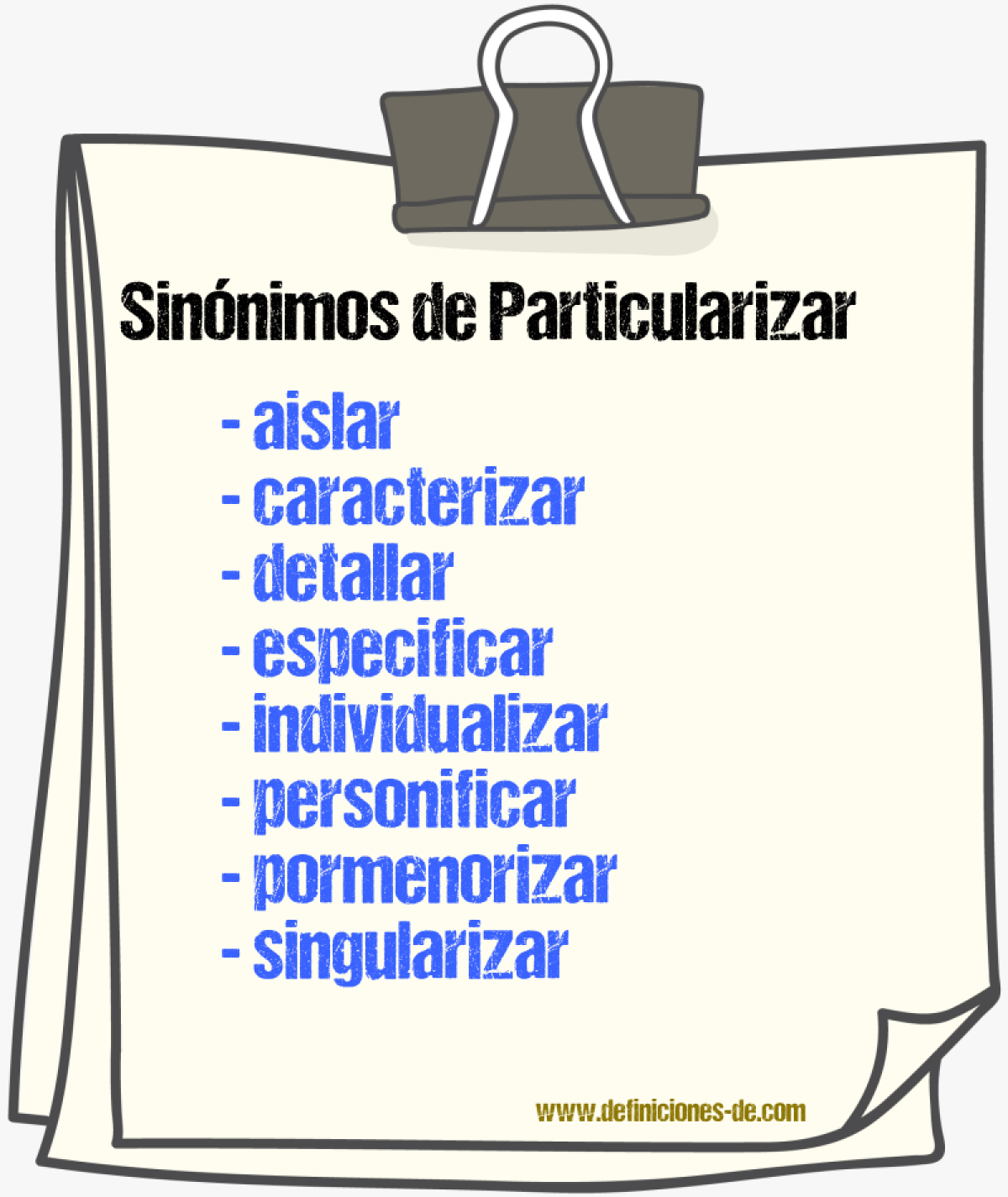 Sinnimos de particularizar