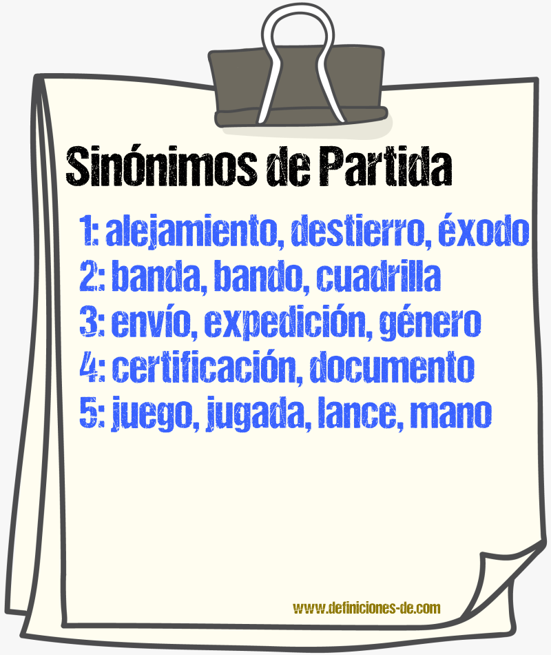 Sinnimos de partida