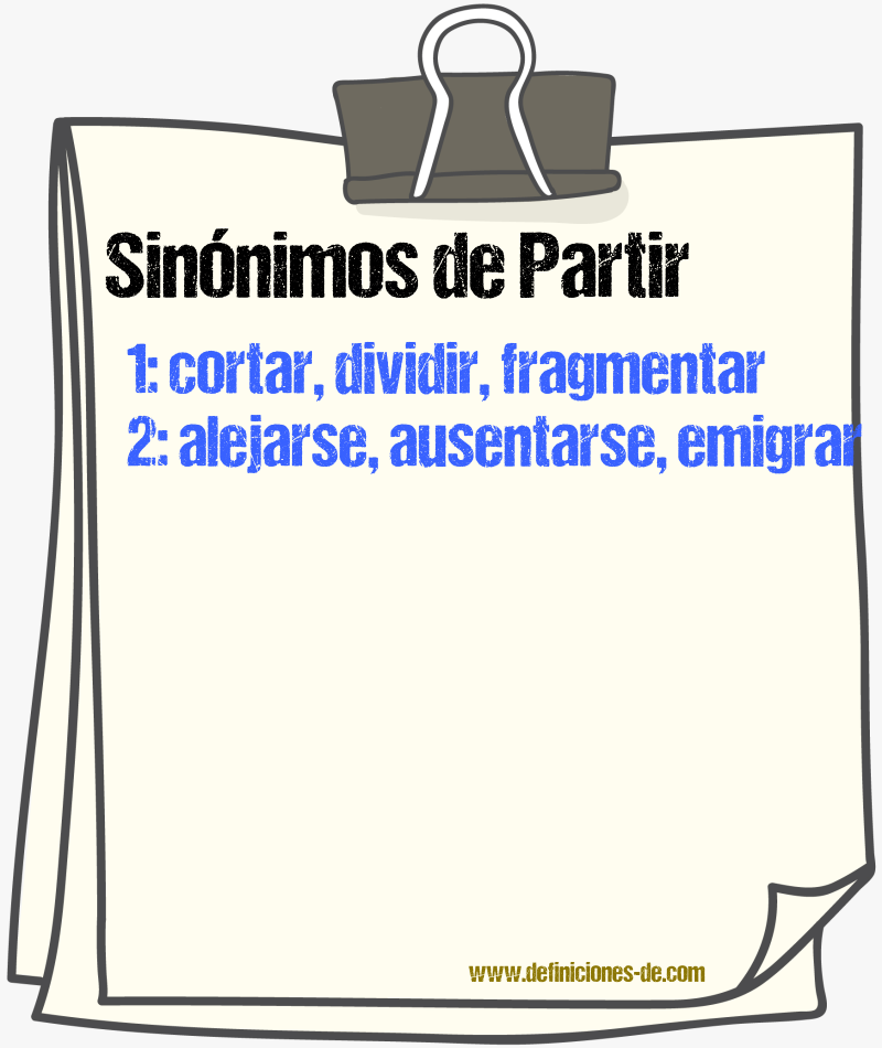 Sinnimos de partir