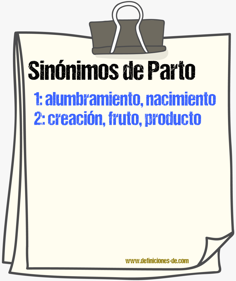 Sinnimos de parto